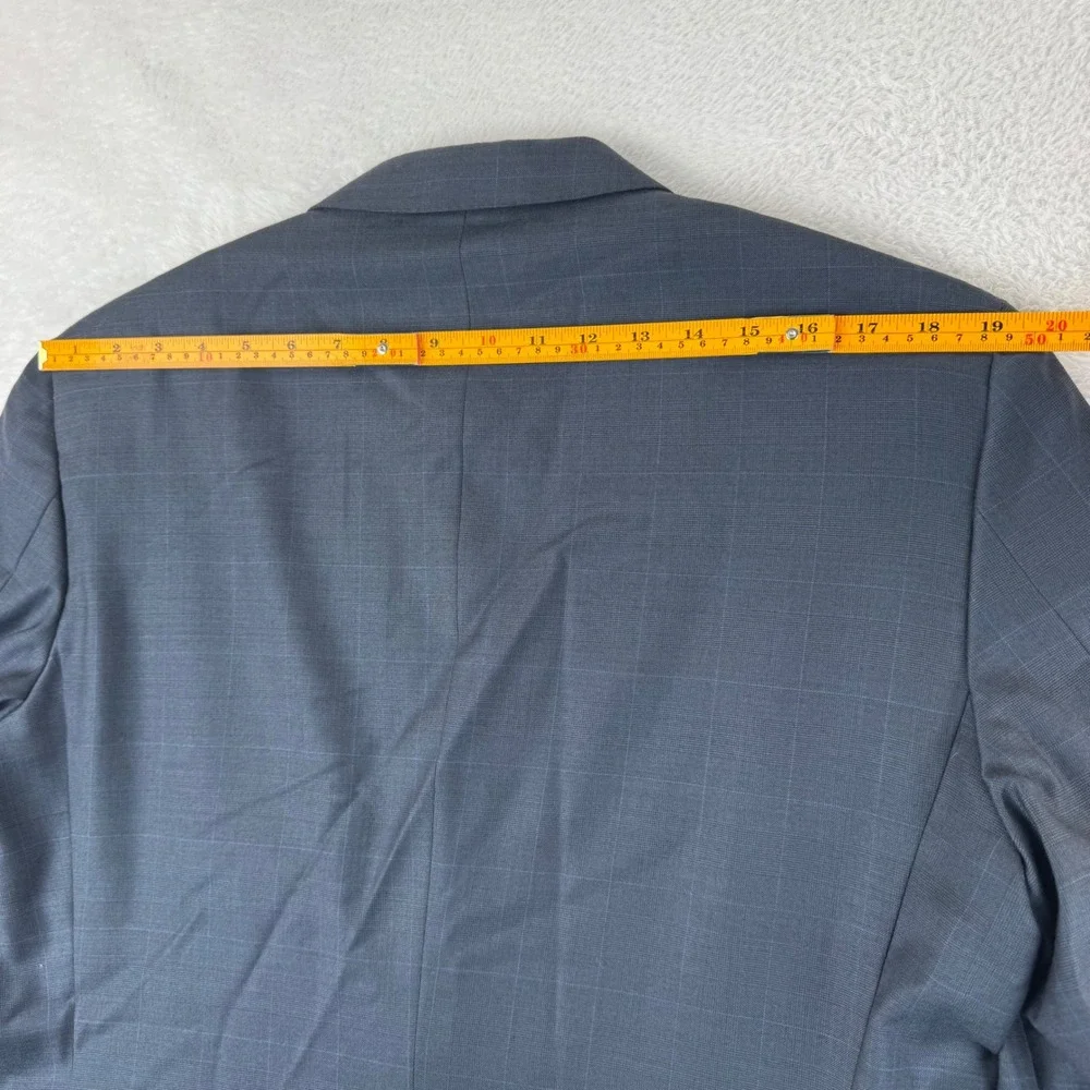 Peter Millar Blazer Mens 40R Navy Blue Wool Windowpane Check Sport Coat 2 Button